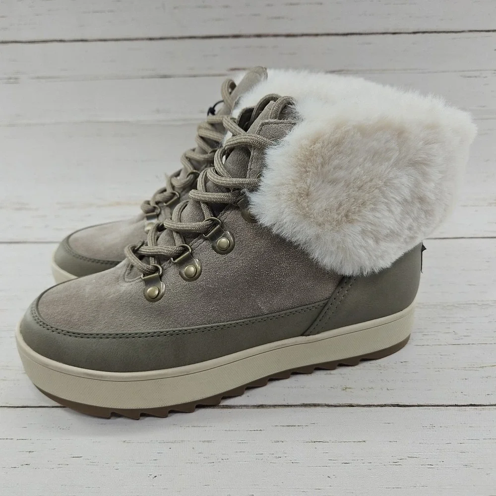 Koolaburra by UGG Tynlee Womens 6 Taupe Gray Lace Up Waterproof Boot 1114733